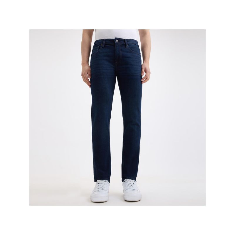 Pepe Jeans Mens Blue Slim Tapered Fit Low Rise Distressed Jeans (30)