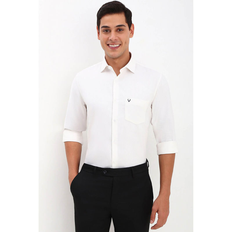 Allen Solly Men White Slim Fit Textured Full Sleeves Formal Shirts (39)