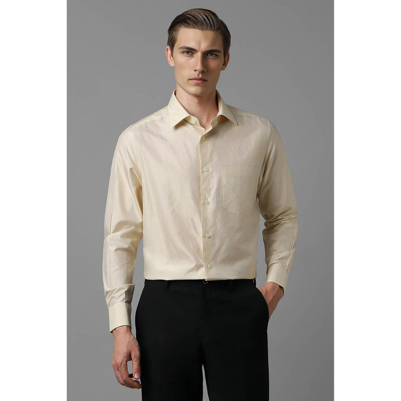 Louis Philippe Men Beige Regular Fit Solid Full Sleeves Formal Shirt (39)