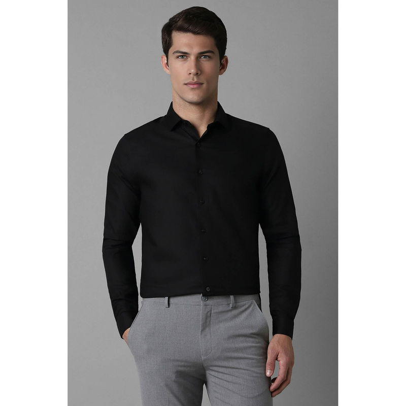 Louis Philippe Men Black Slim Solid Full Sleeves Formal Shirt (39)