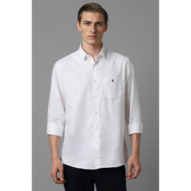 Louis Philippe Men White Slim Fit Solid Full Sleeves Casual Shirt (42)