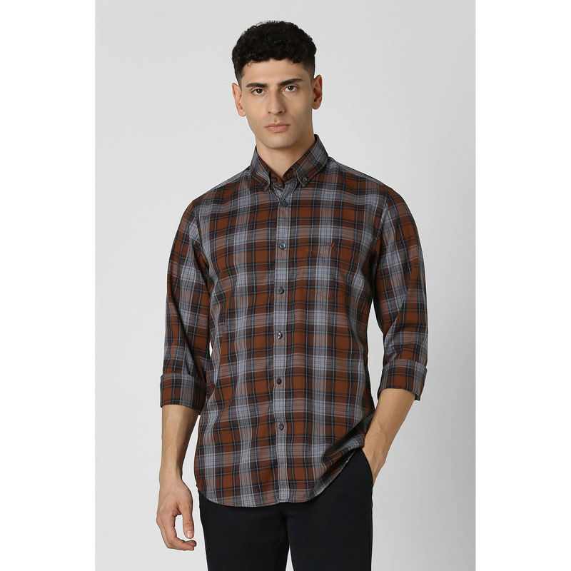 Van Heusen Men Multi-Color Slim Fit Check Full Sleeves Casual Shirt (42)