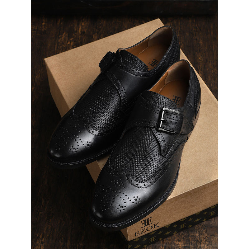 EZOK Black Single Strap Formal Shoes (EURO 40)