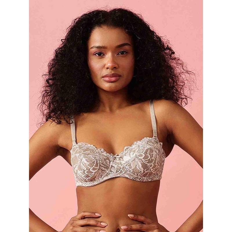Chelvet Off White Non-Padded Underwired Lace Bralette (36B)