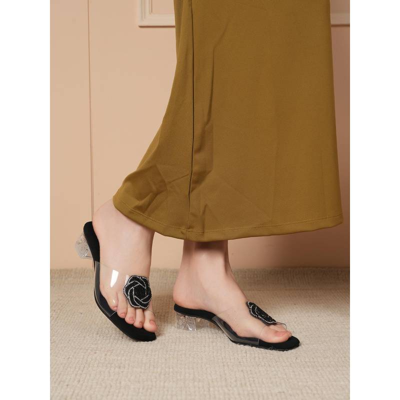 MOZAFIA Women Black Block Heels (EURO 40)