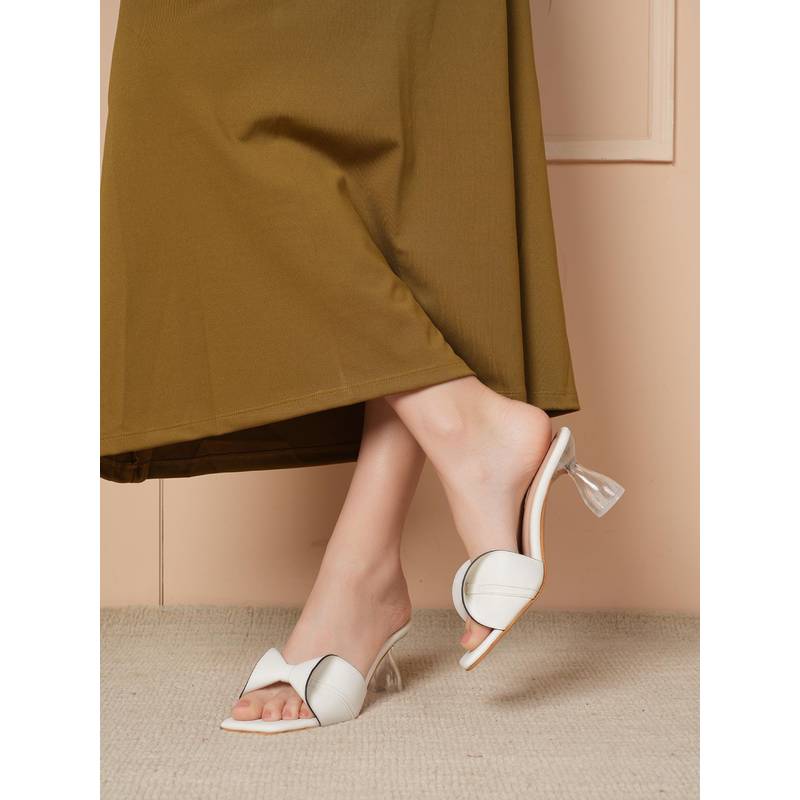 MOZAFIA Women White Block Heels (EURO 37)