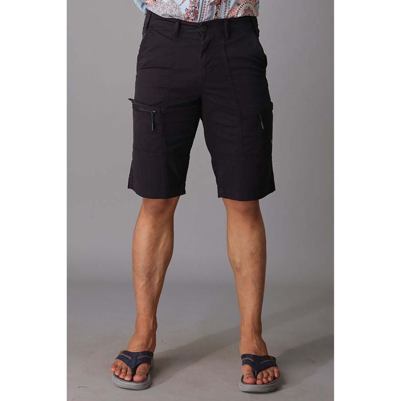 ROOKIES Black Slim Fit Shorts In Cotton Elastane (30)