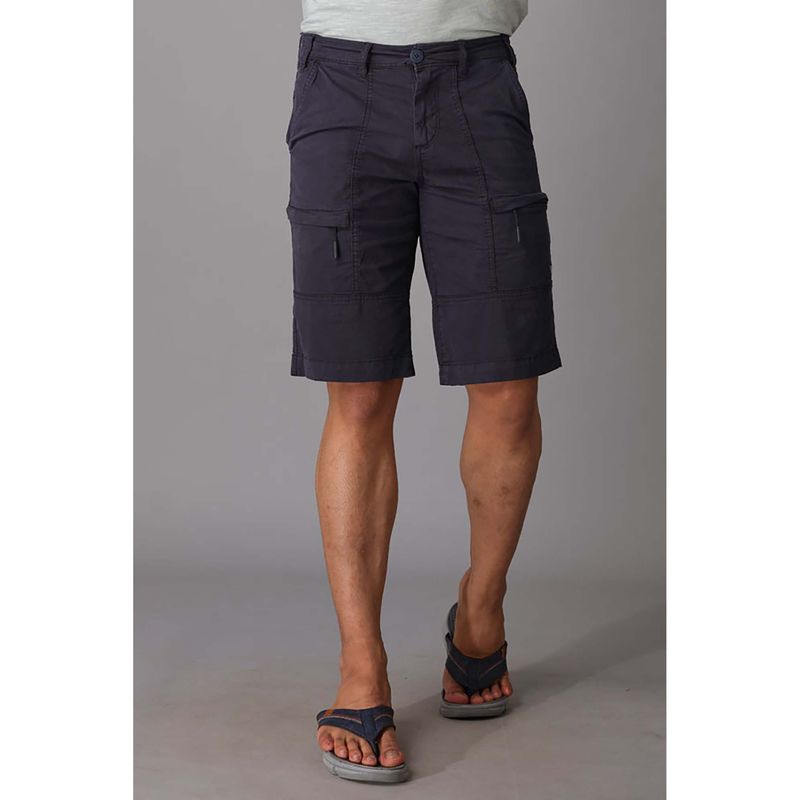 ROOKIES Navy Blue Slim Fit Shorts In Cotton Elastane (30)