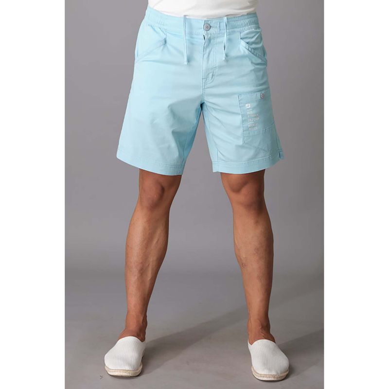 ROOKIES Sky Blue Cotton Slim Fit Cotton Spandex Shorts (30)