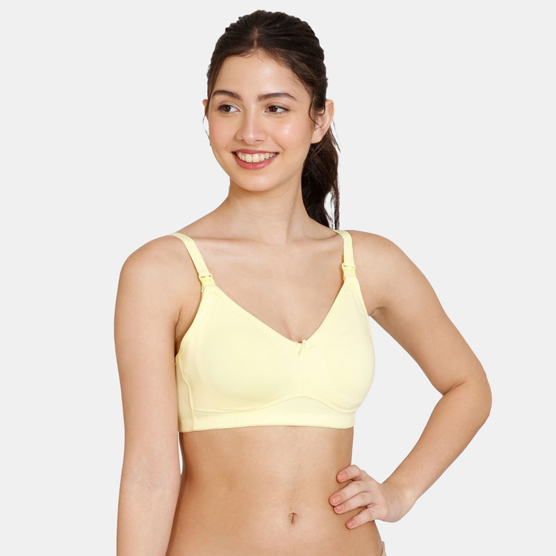 Zivame Maternity Double Layered Non-Wired 3/4th Coverage Nursing Bra-Mellow Yellow (32D)
