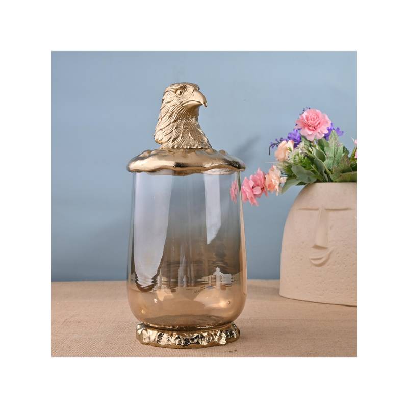 Gibox Imperial Eagle Glass Decorative Jar Tabletop Centrepiece (S)