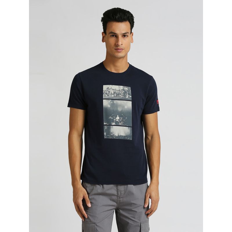 Pepe Jeans Navy Blue Photographic Print Short Sleeve T-Shirt (S)