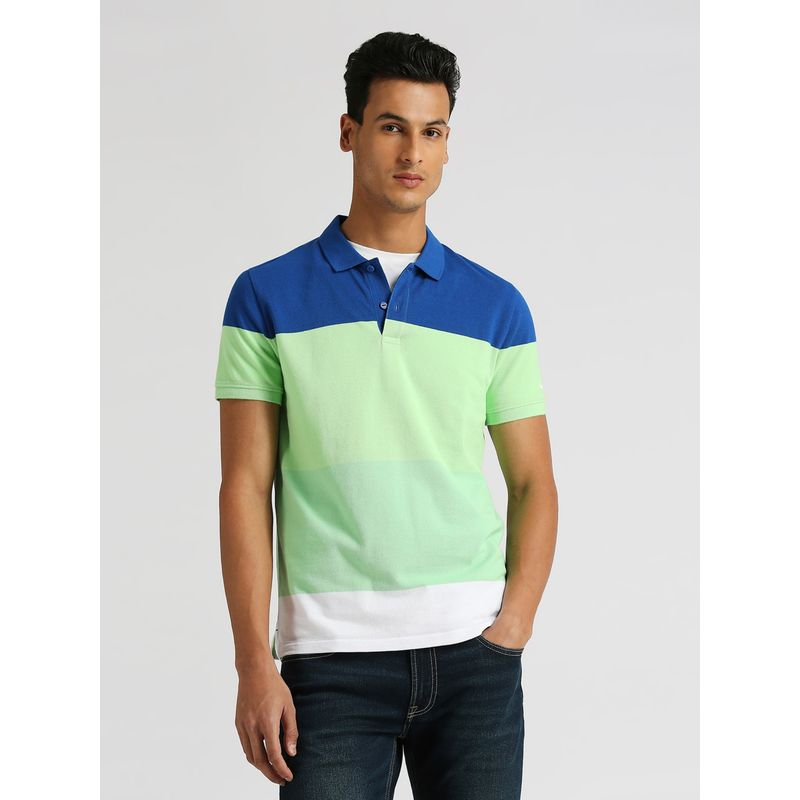 Pepe Jeans Green Rufino Bright Summer Colorblock Polo T-Shirt (M)