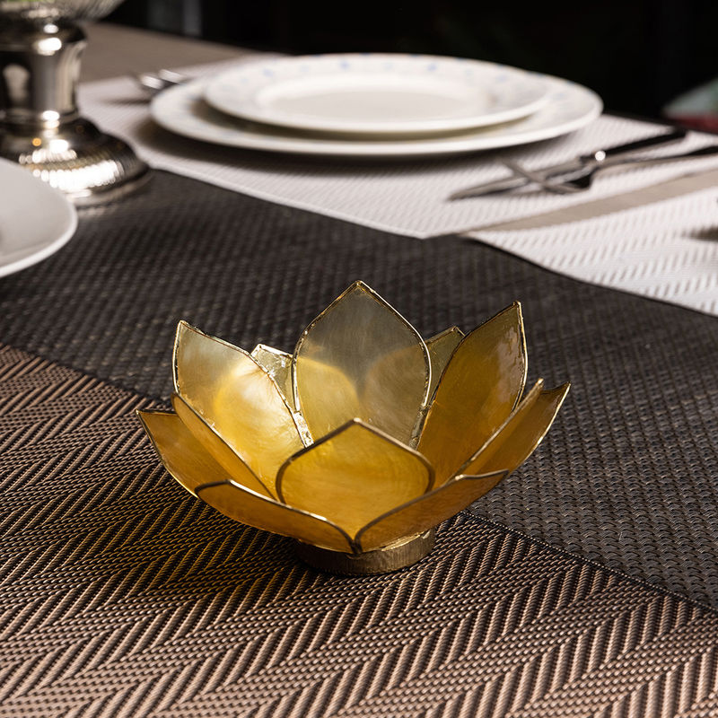 Pure Home + Living Yellow Capiz Lotus Tea Light Holder 12 Shells (1