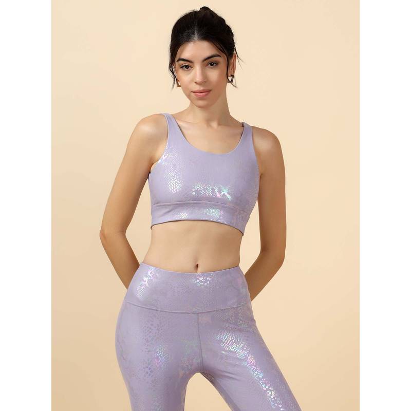 Fitkin Women's Lavender Textured Activewear Sports Bra (L)