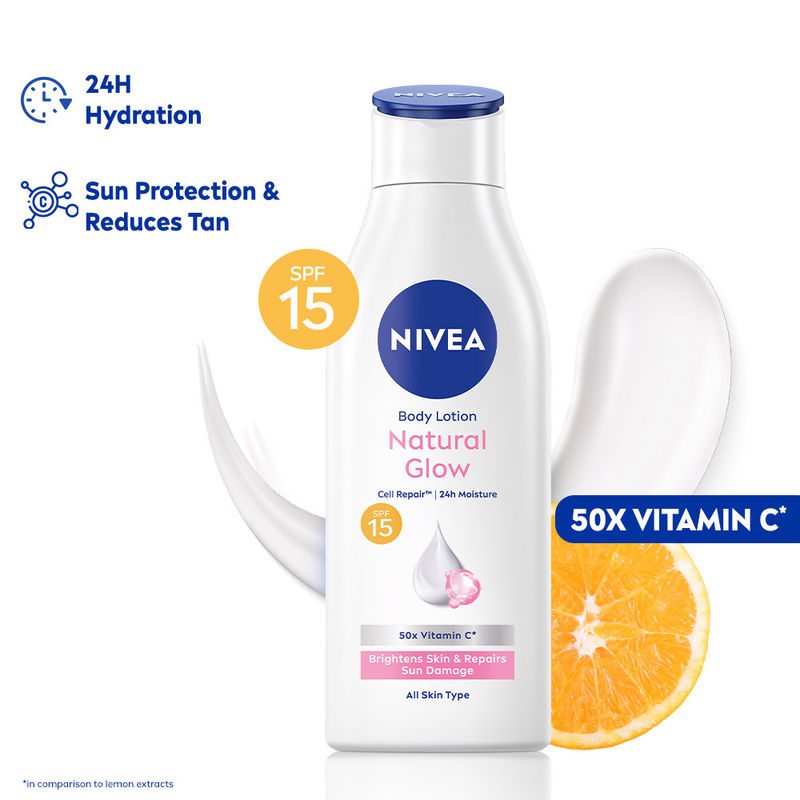 Nivea Cell Repair 50X Vit C Sunscreen Natural Glow Body Lotion Reduces Tan, Brightens -Uva & Uvb