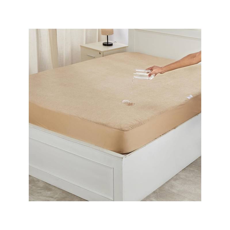 Creeva Beige Pure Nest Ultra Soft Cotton Feel Terry Mattress Protector (72 x 78 Inches)