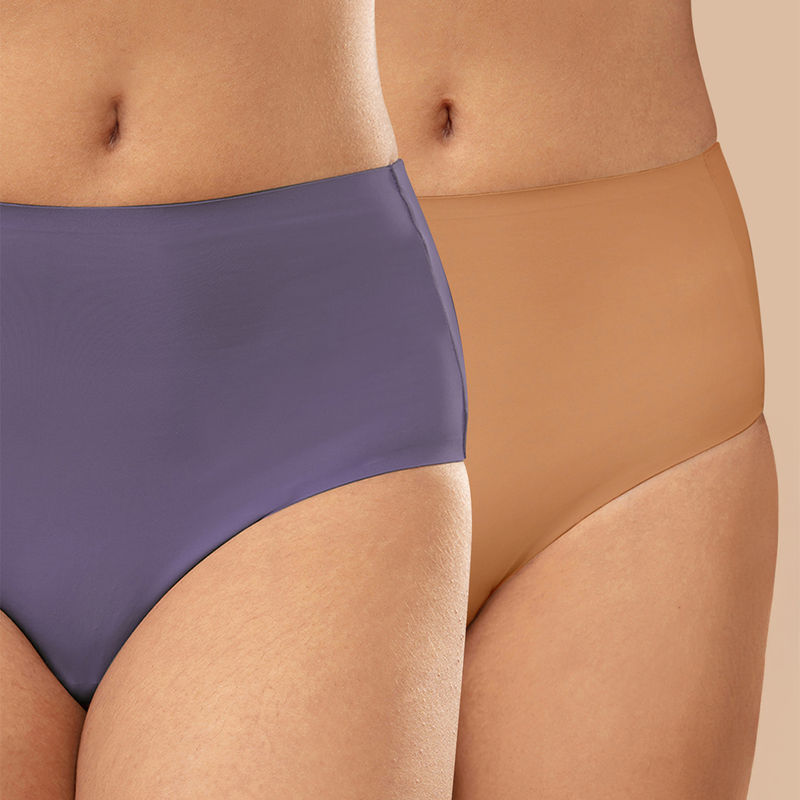 Nykd by Nykaa InvisiBlend™ No VPL Full Brief Pack of 2-NYP210-Tan & Grape (S)