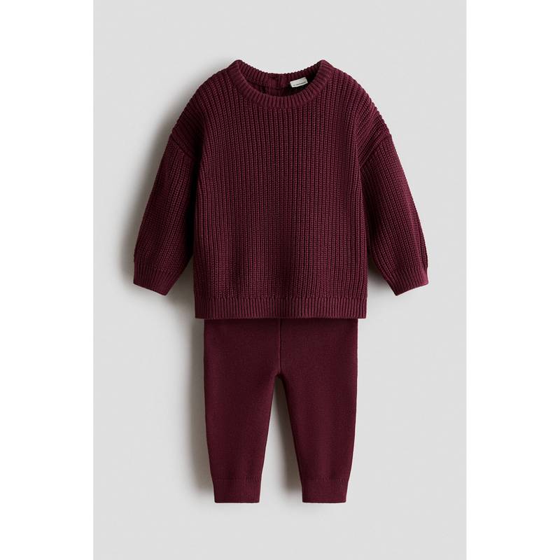 H&M Kids Marron 2-Piece Cotton Knit Jumper and Leggings (0-1 Months)