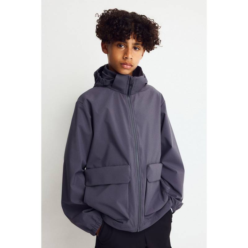 H&M Boys Grey Hooded Softshell Jacket (13-14 Years)