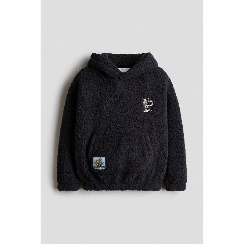 H&M Boys Black Oversized Teddy Hoodie (8-10 Years)