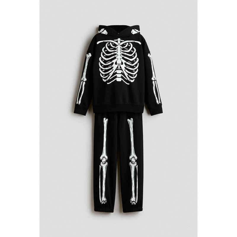 H&M Boys Black 2-Piece Printed Set (8-9 Years)
