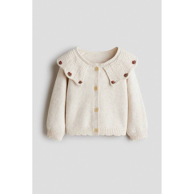 H&M Girls Cream Collared Cardigan (6-9 Months)