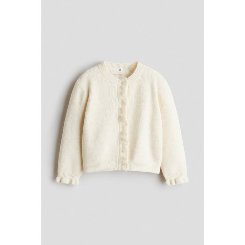 H&M Girls White Flounce-Detail Cardigan (6-8 Years)