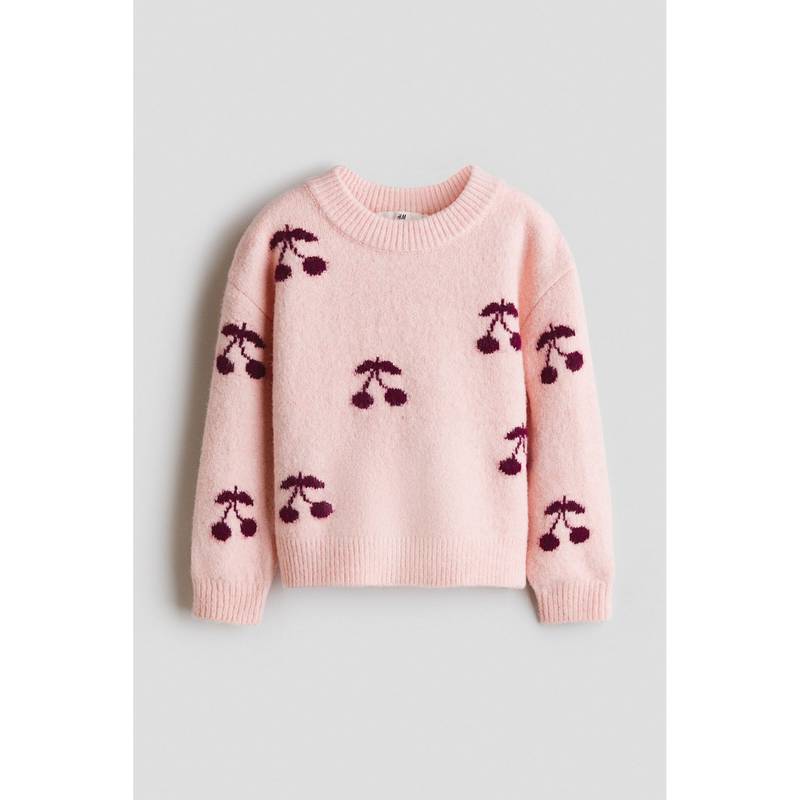 H&M Girls Pink Jacquard-Knit Jumper (1.5-2 Years)
