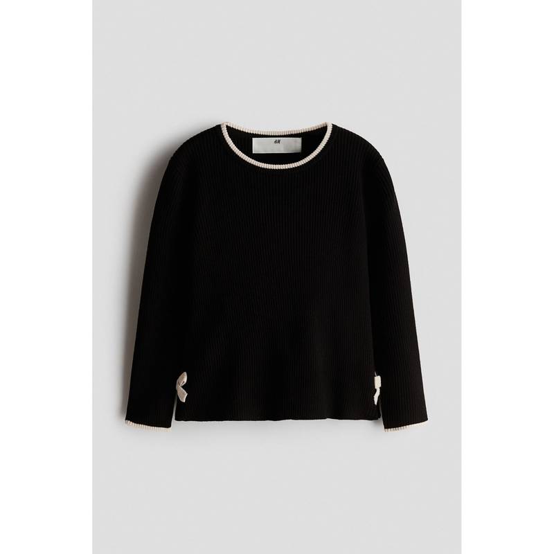 H&M Girls Black Rib-Knit Jumper (1.5-2 Years)