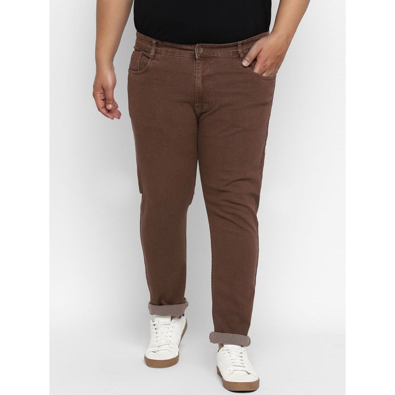 Urbano Plus Brown Regular Fit Denim Jeans Stretchable (40)