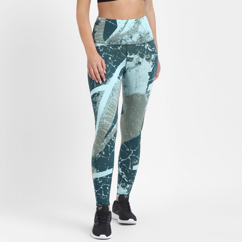 Reebok Myt Cotton Aop Green Training Leggings (XS)