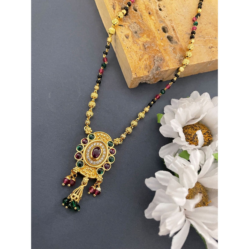 Buy Digital Dress Room Fancy Mangalsutra Ad Floral Pendant Online - Main Image