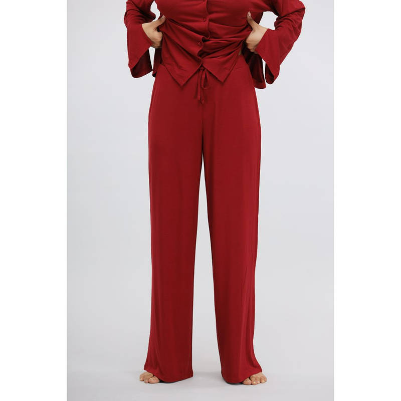 NeceSera Rhubarb Modal Flared Lounge Pant - Red (XL)