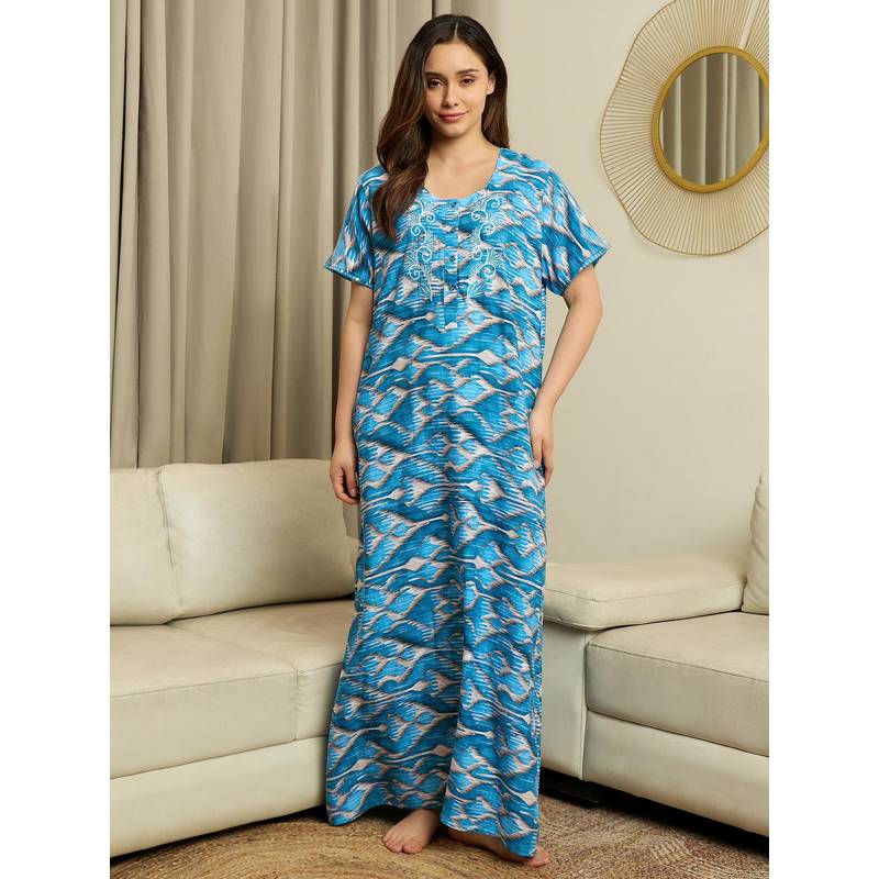 July Nightwear Womens Modal Blue Long Nighty (L)