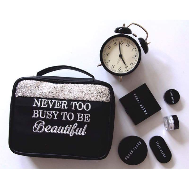 Organice Black Glitter Never Too Busy To Be Beautiful Cosmetic Organizer