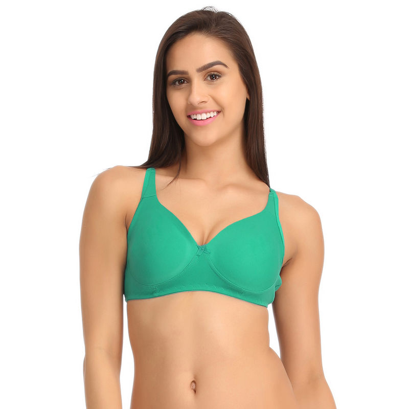 Clovia Cotton Rich Solid Non-Padded Full Cup Wire Free T-shirt Bra - Turquoise (32B)