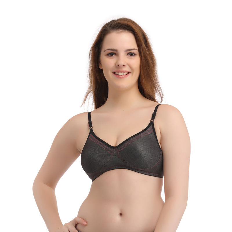 Clovia Cotton Solid Non-Padded Full Cup Wire Free T-shirt Bra - Black (40B)