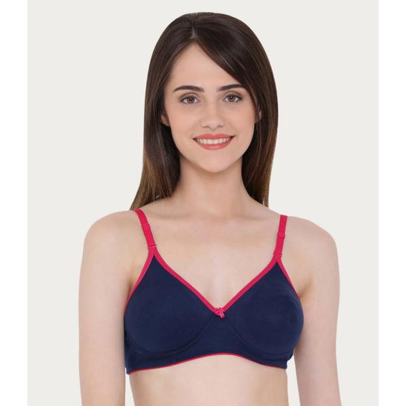 Clovia Cotton Rich Solid Lightly Padded Demi Cup Wire Free T-shirt Bra - Light Blue (34B)