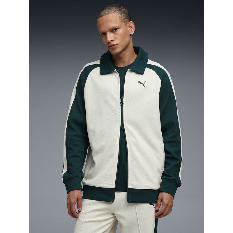 Puma White Colorblock Relaxed Fit Jacket (XS)