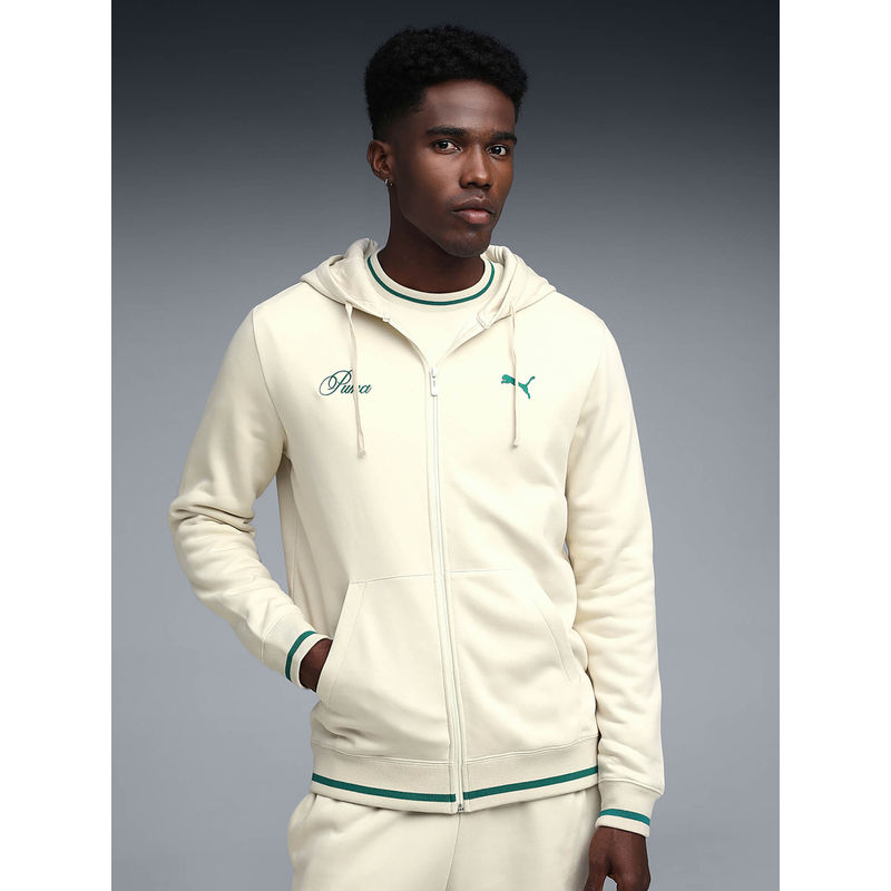 Puma White Solid Regular Fit Jacket (S)