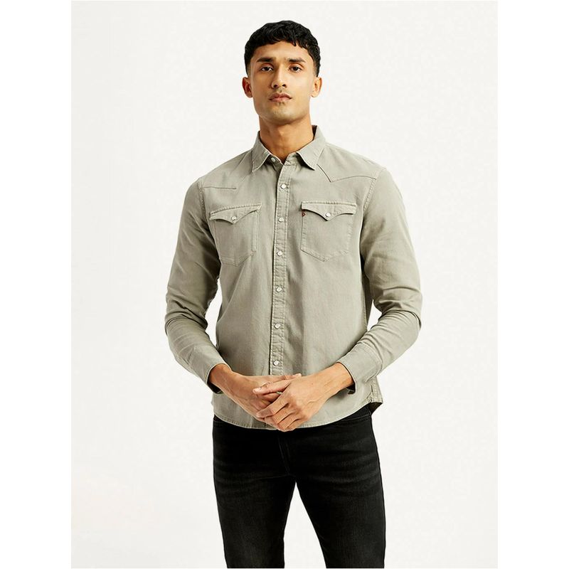 Levi's Mens Solid Slim Fit Grey Shirt (L)