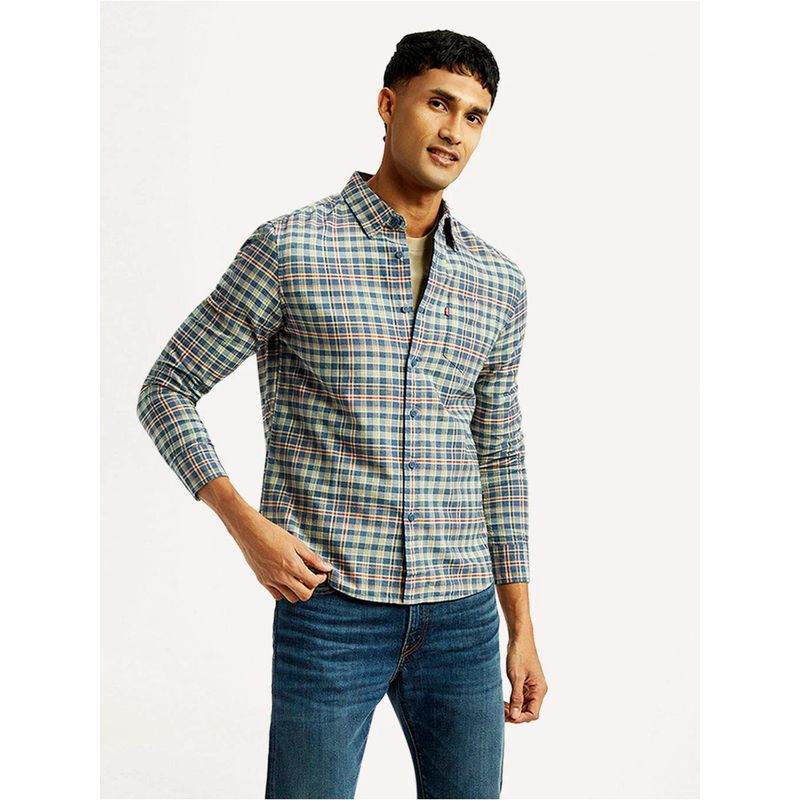 Levi's Mens Checkered Slim Fit Multi-Color Shirt (M)