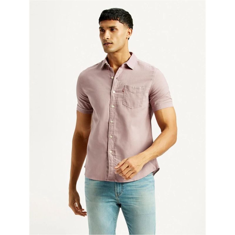 Levi's Mens Solid Slim Fit Pink Shirt (S)