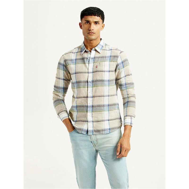 Levi's Mens Plaid Slim Fit Multi-Color Shirt (S)