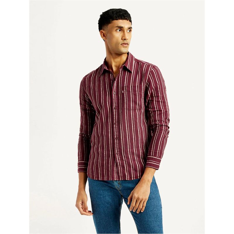 Levi's Mens Striped Slim Fit Red Shirt (XL)