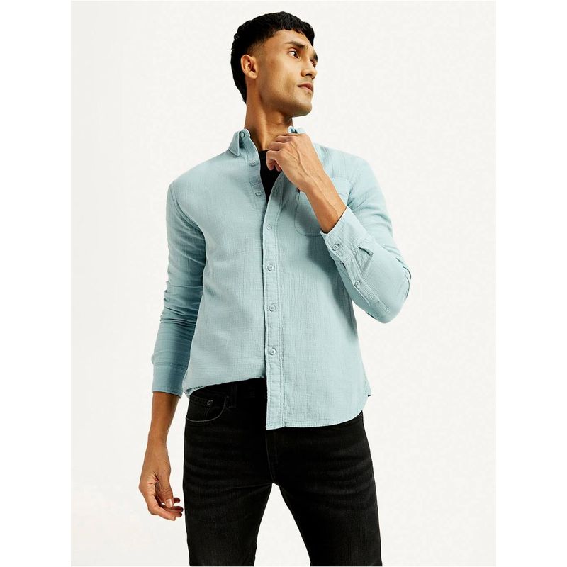 Levi's Mens Solid Slim Fit Blue Shirt (S)