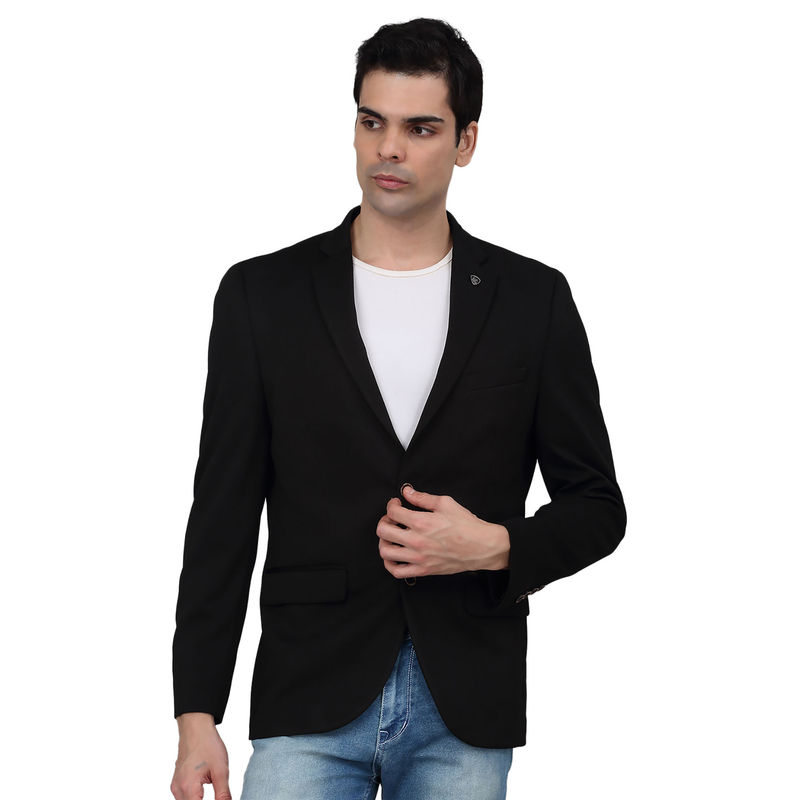 Cantabil Men Black Self Design Casual Blazer (38)