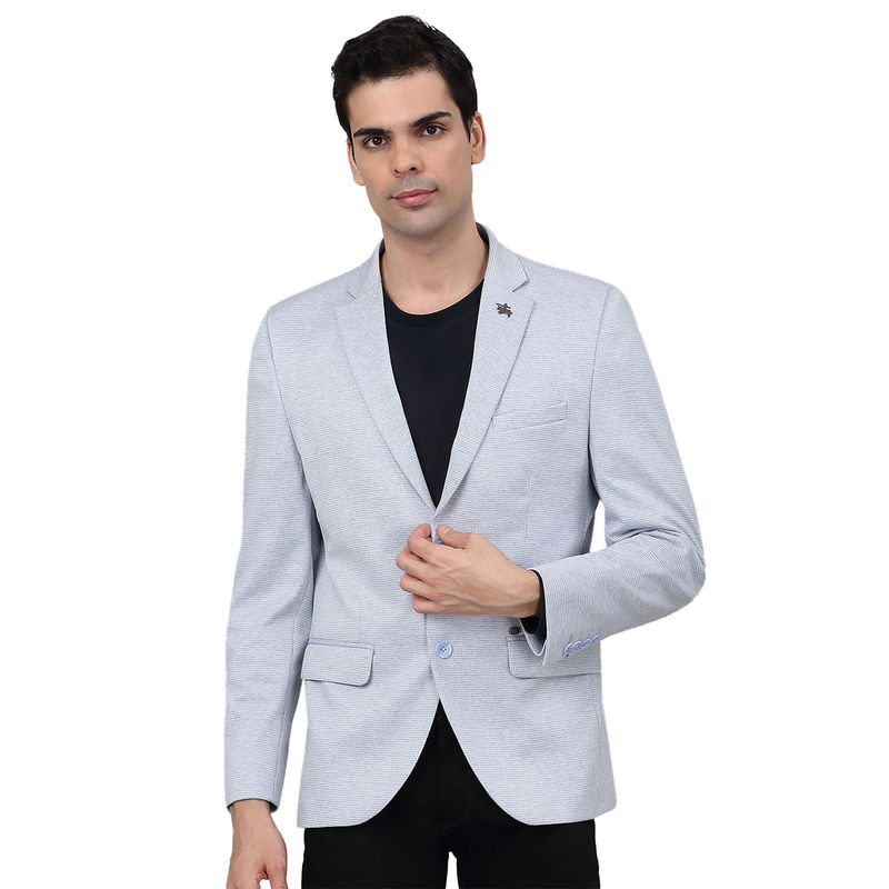 Cantabil Men Blue Self Design Casual Blazer (38)