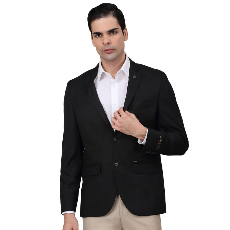 Cantabil Men Black Solid Formal Blazer (40)